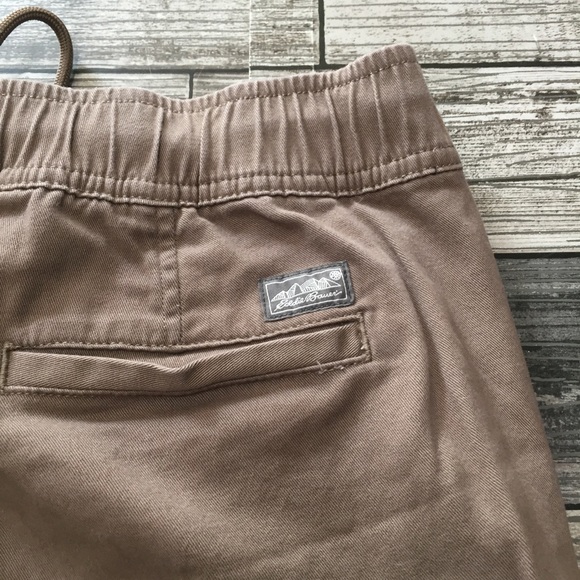 Eddie Bauer Chino Jogger Pants Women’s 4 Beige Tan Drawstring Zip Pockets - Picture 10 of 12